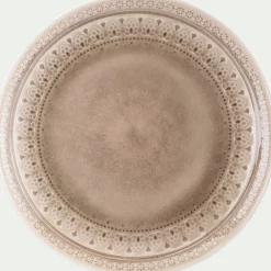 Assiette plate à motifs en grès D26,6cm - beige alpilles