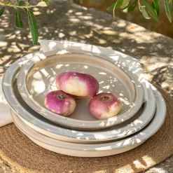 Assiette plate en grès D26cm - blanc ventoux