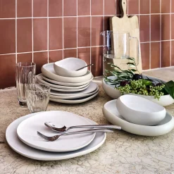 Assiette plate en grès D27cm - blanc ventoux