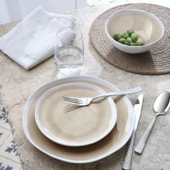 Assiette plate en grès D27,5cm - beige alpilles