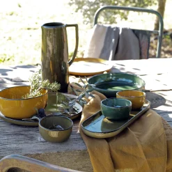 Assiette plate en grès D27,7cm - vert mousse