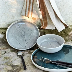 Assiette plate en grès D27cm - bleu niolon