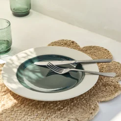 Assiette plate en grès D27,5cm - vert oyat