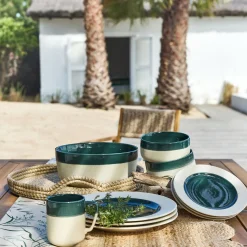 Assiette plate en grès D27,5cm - vert oyat