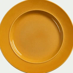Assiette plate en grès D27,4cm - jaune