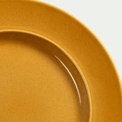 Assiette plate en grès D27,4cm - jaune