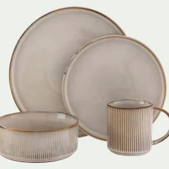 Assiette plate en grès D27cm - beige