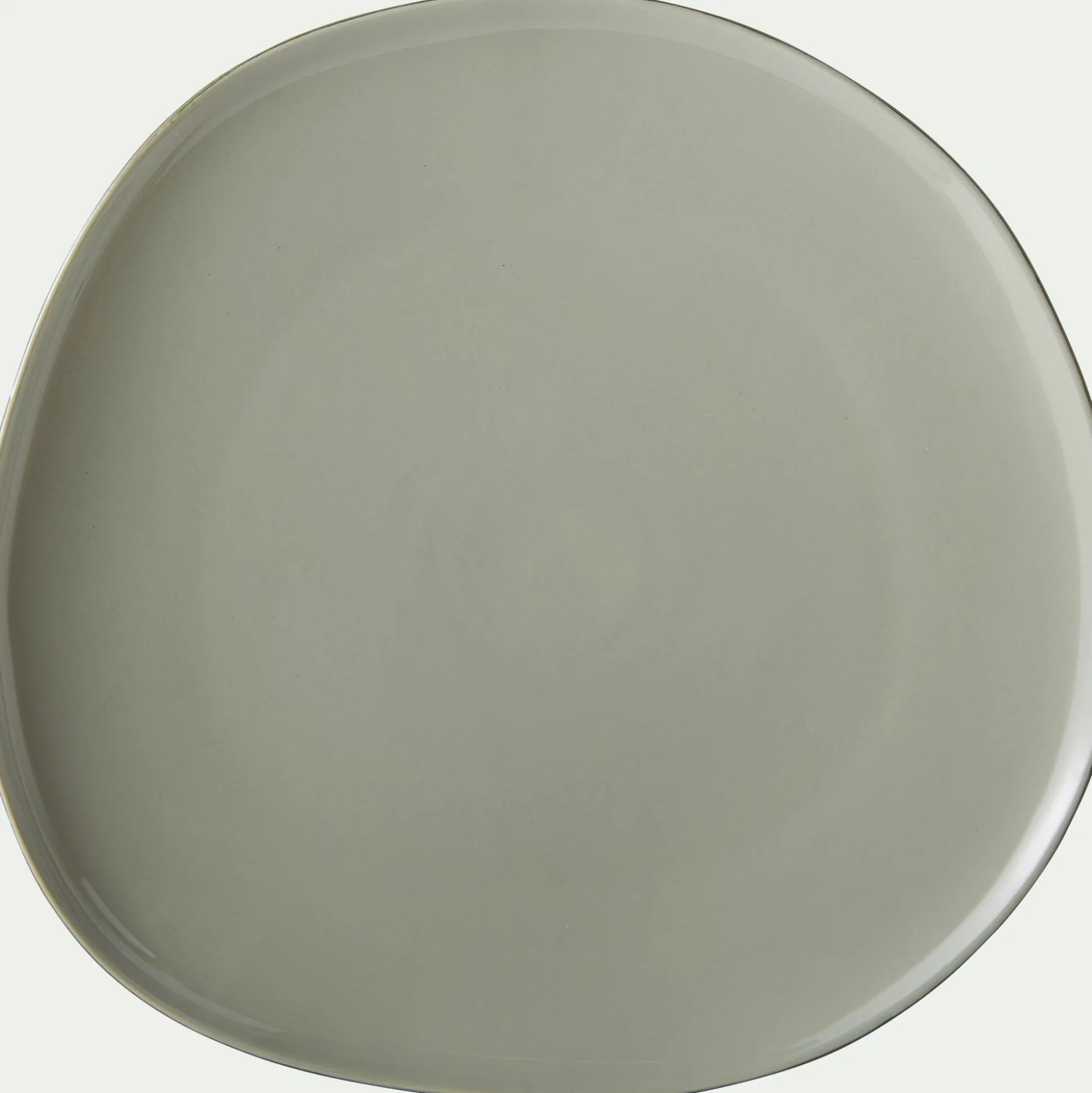 Assiette plate en grès D27cm - vert olivier
