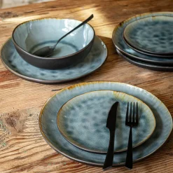 Assiette plate en grès émail réactif D27,5cm - gris