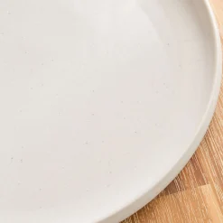 Assiette plate en grès moucheté D26,5cm - blanc