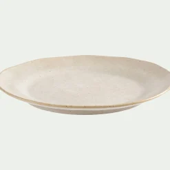 Assiette plate mouchetée en porcelaine D27cm - blanc dune