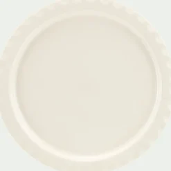 Assiette plate ondulée en grès D27,5cm - blanc ventoux