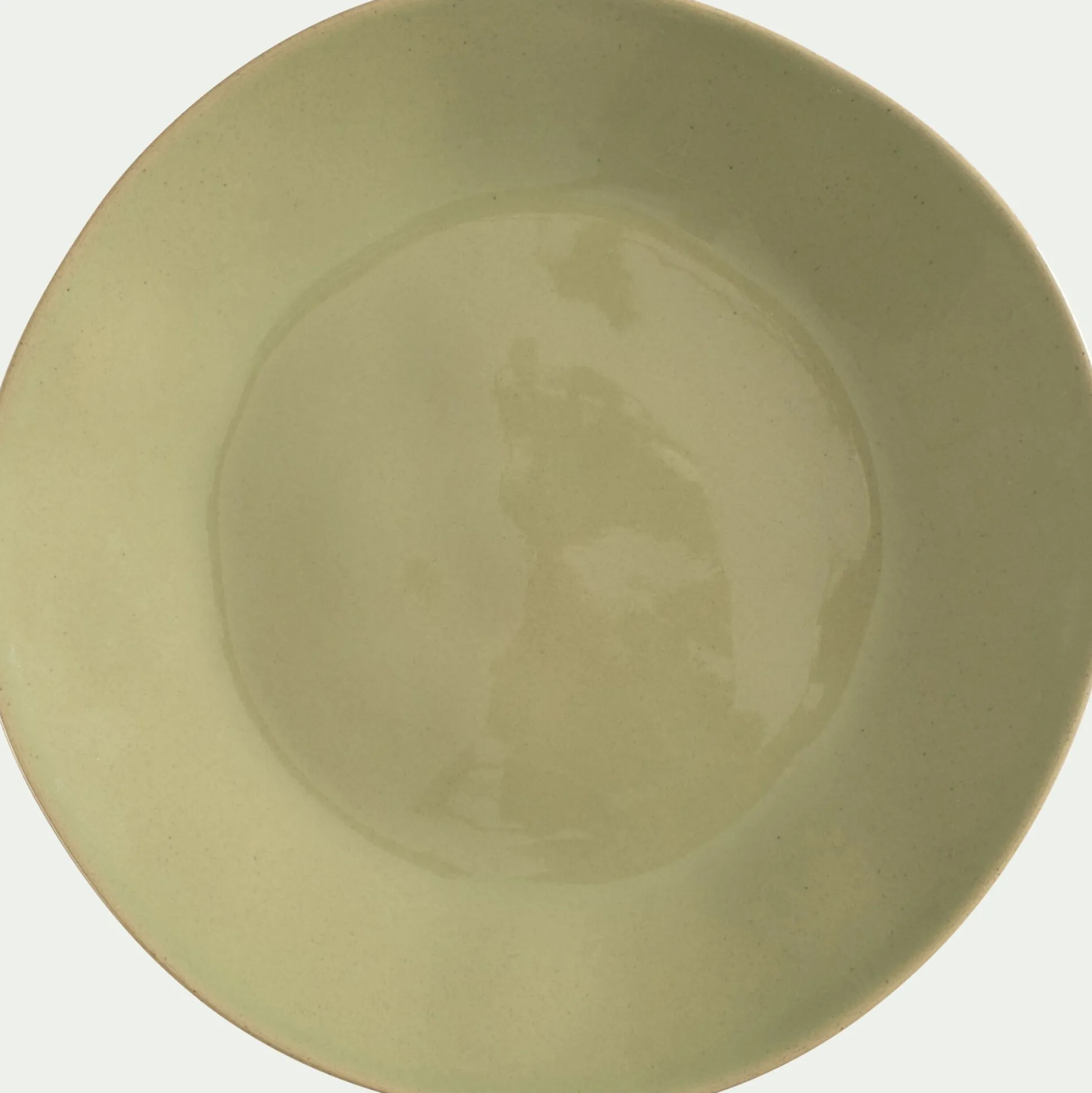 Assiette plate organique en grès D26,7cm - vert avocado