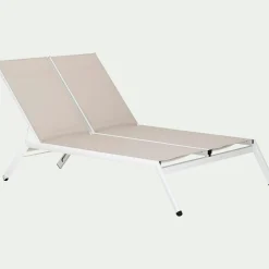 Bain de soleil double en aluminium et textilène - gris