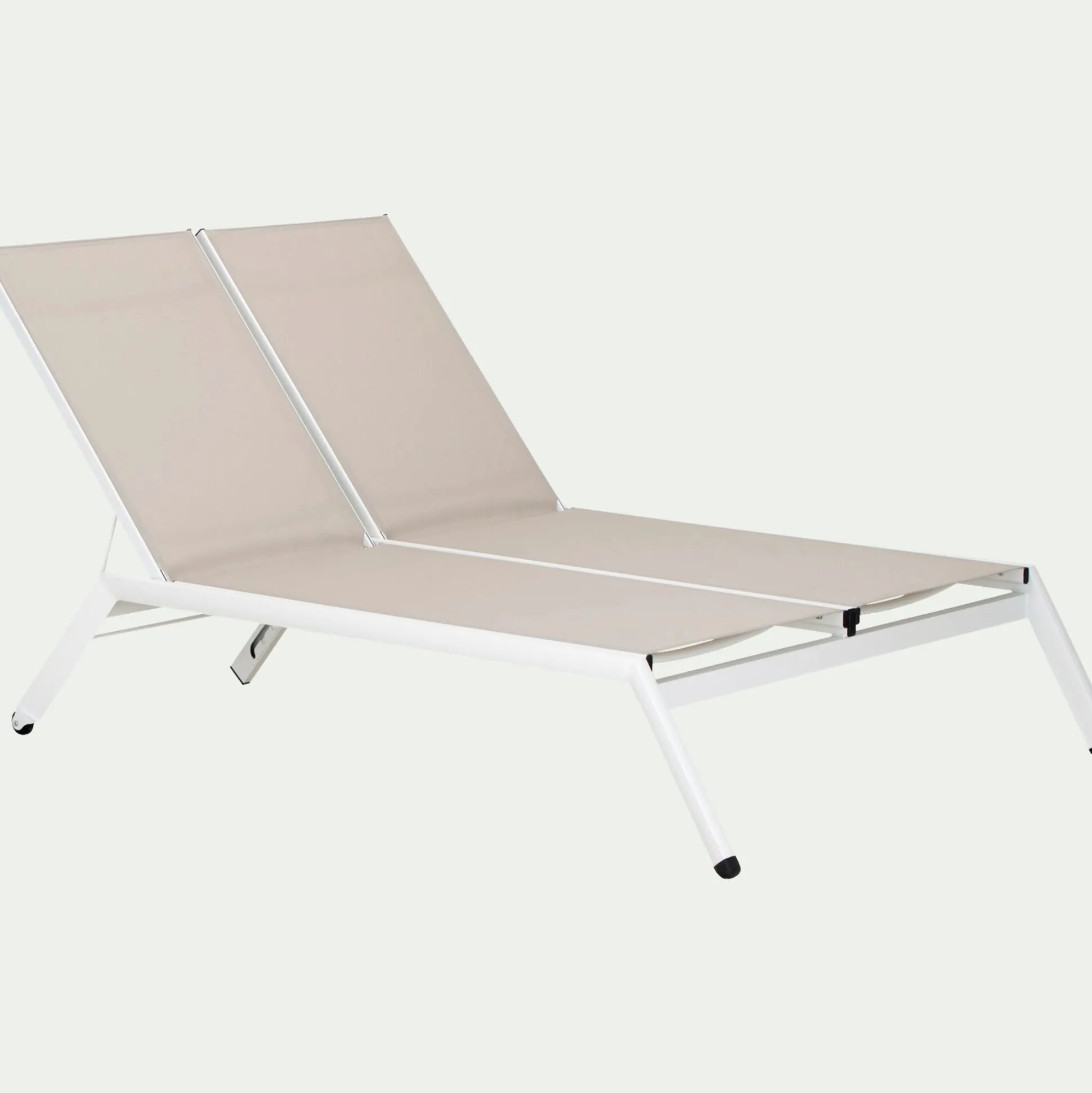 Bain de soleil double en aluminium et textilène - gris