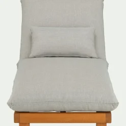 Bain de soleil en eucalyptus avec matelas - gris