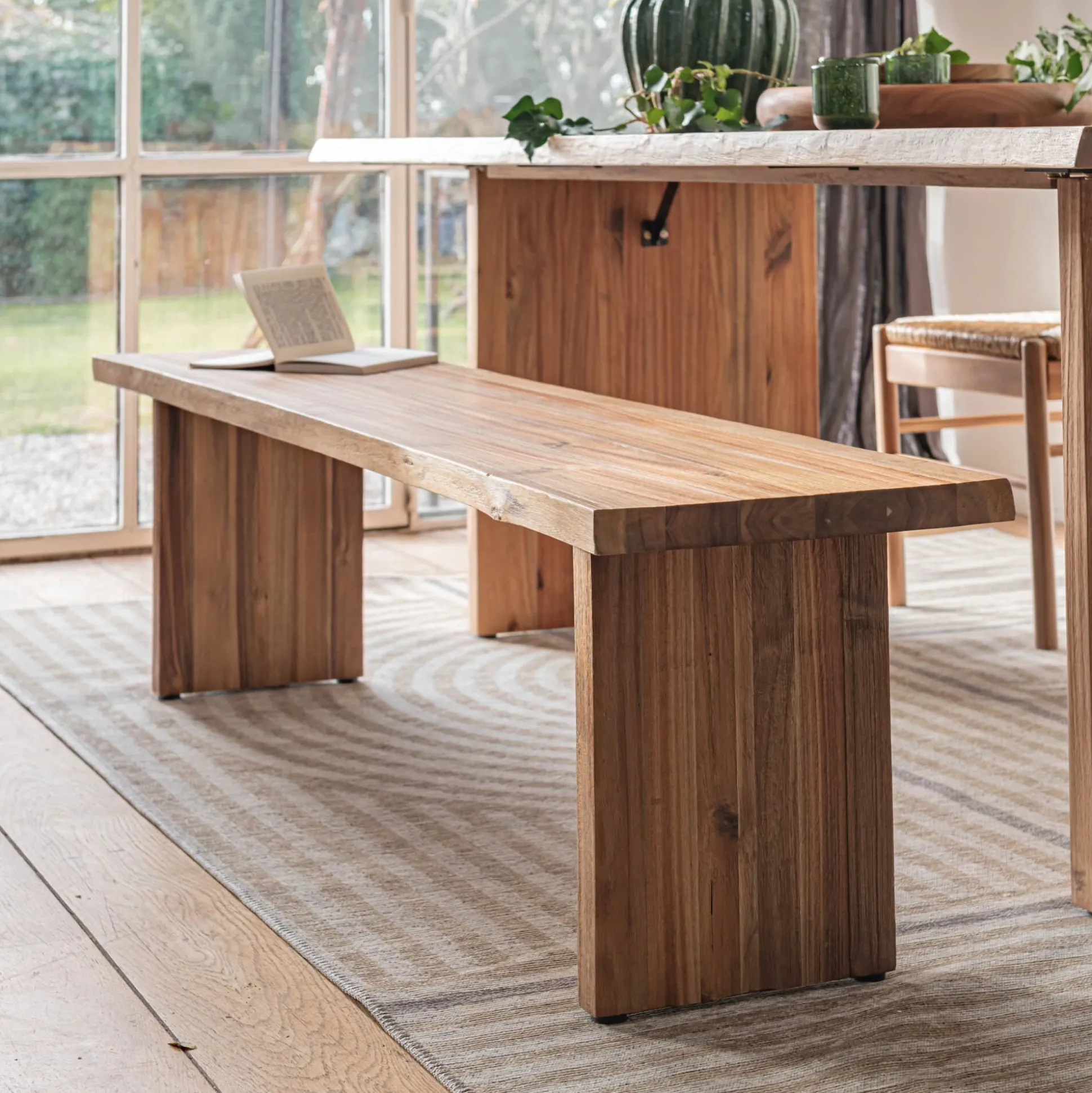 Banc en acacia L170cm - bois foncé