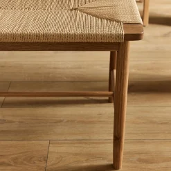 Banc en chêne et corde L120cm - bois clair