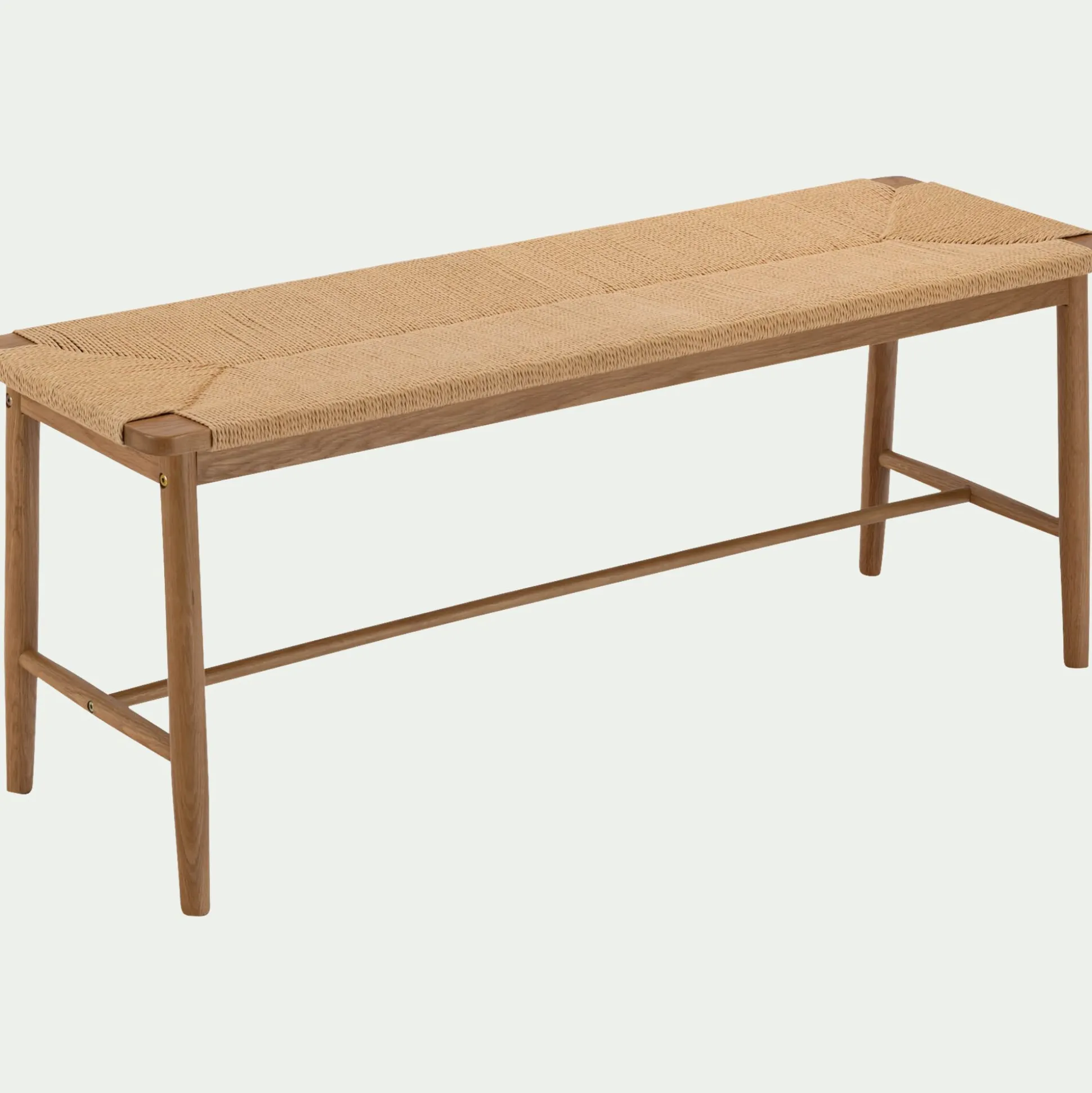 Banc en chêne et corde L120cm - bois clair