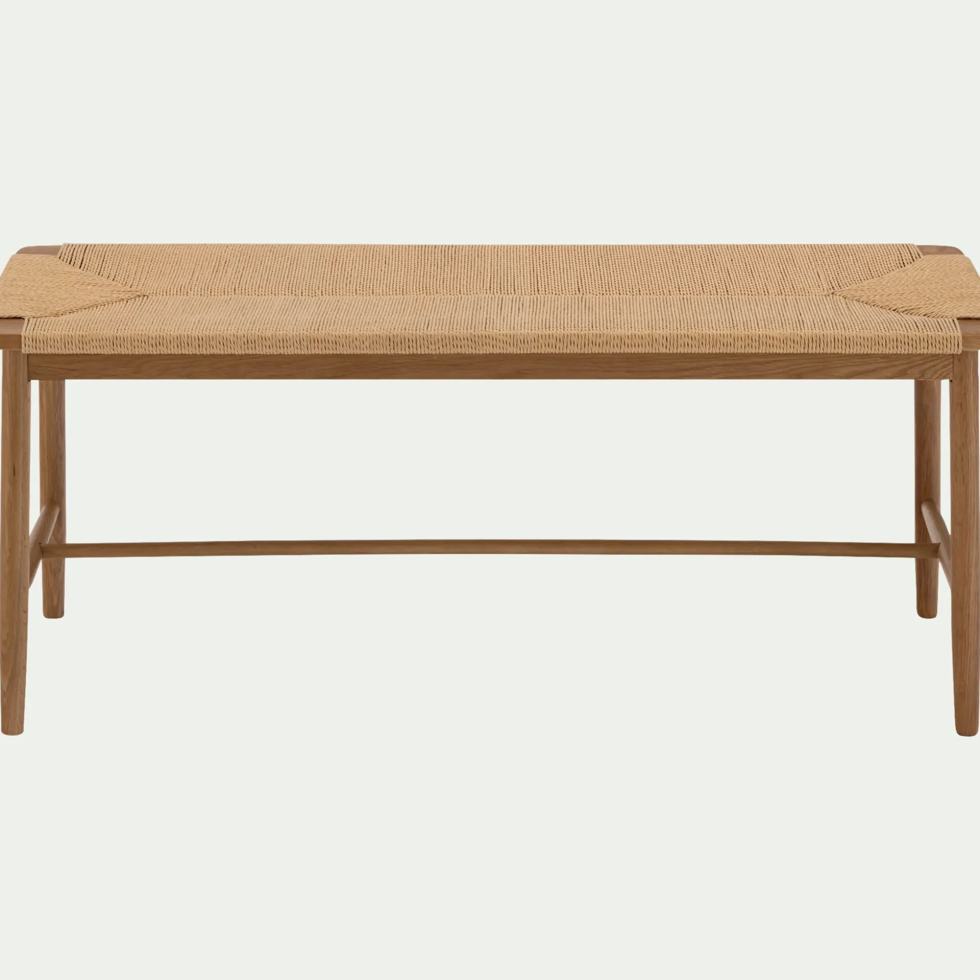 Banc en chêne et corde L120cm - bois clair
