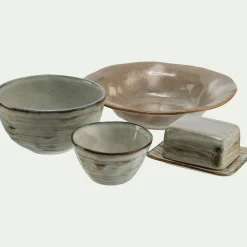 Beurrier en grès réactif 9,5x12,5cm - gris