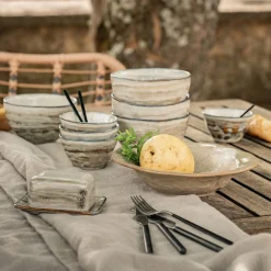 Beurrier en grès réactif 9,5x12,5cm - gris