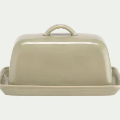 Beurrier en grès 13x20cm - vert