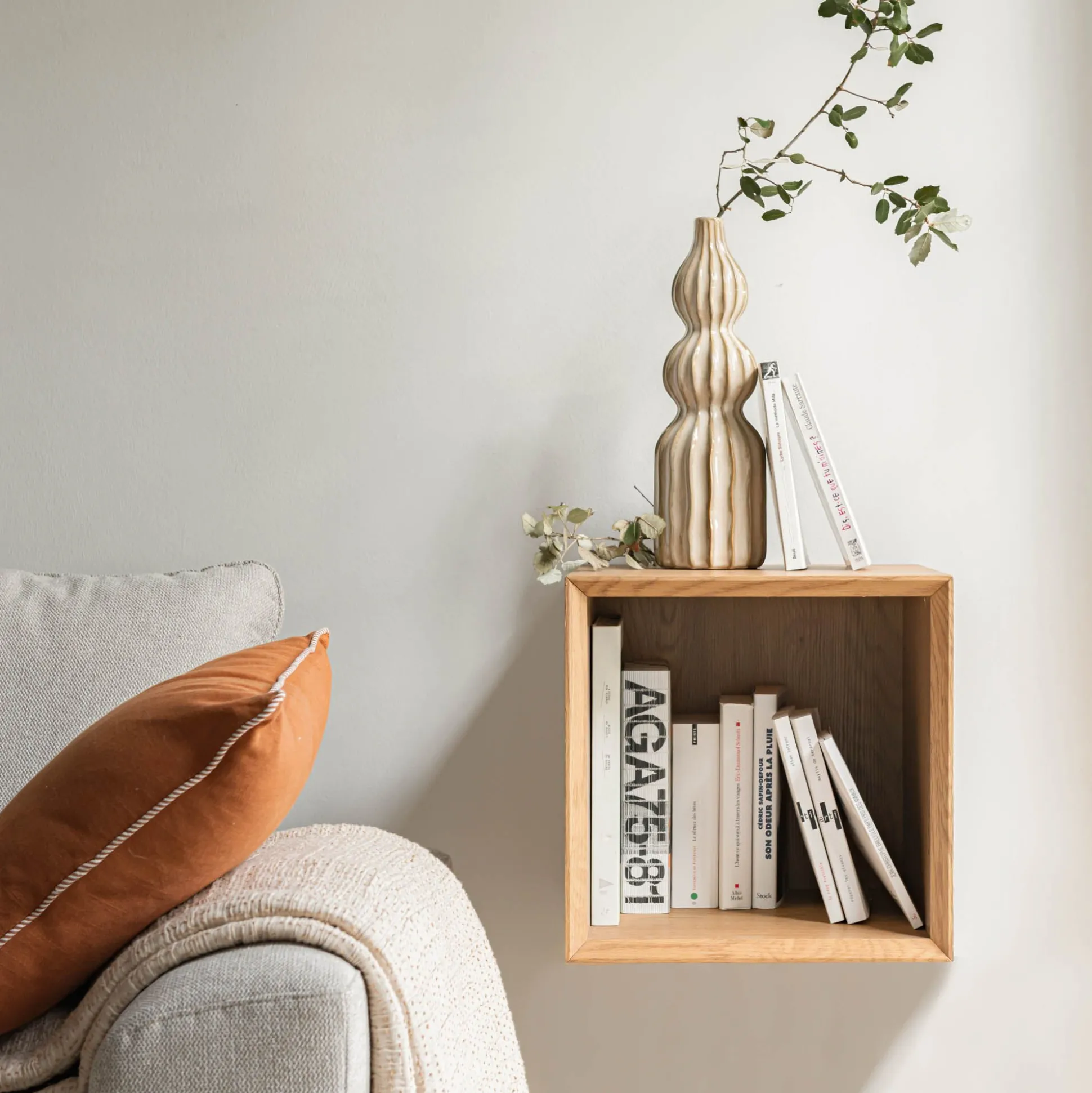 Bibliothèque 1 case en bois L36xl36xH36cm - bois clair