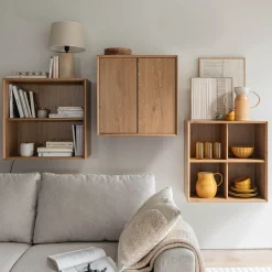 Bibliothèque 4 cases en bois L70xl36xH70cm - bois clair