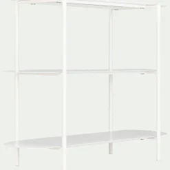 Bibliothèque 3 plateaux en métal - blanc L100xl36xH80cm