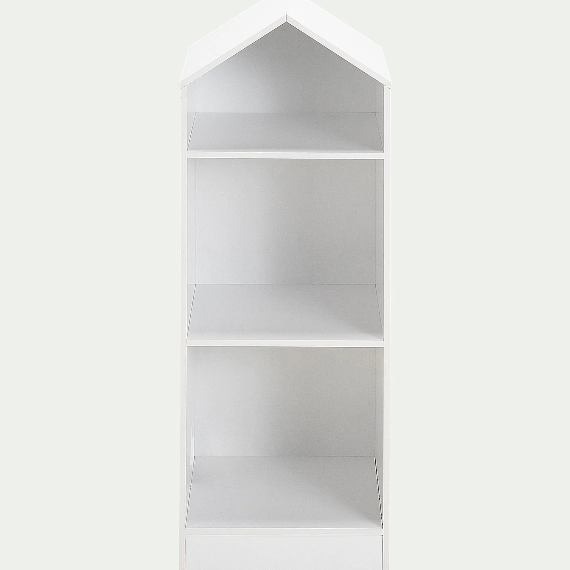 Bibliothèque 2 étagères forme maison pour chambre enfant - blanc