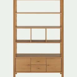 Bibliothèque en chêne avec 2 tiroirs et 2 placards - bois clair