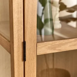 Bibliothèque en chêne et verre - bois clair