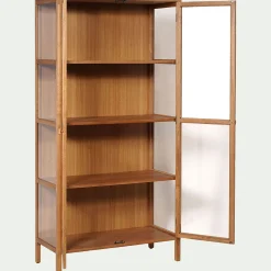 Bibliothèque en chêne et verre - bois clair