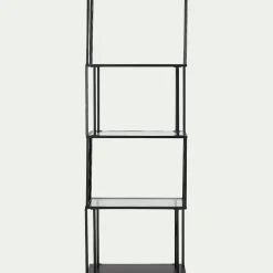 Bibliothèque en verre et métal - noir L60xP30xH170cm