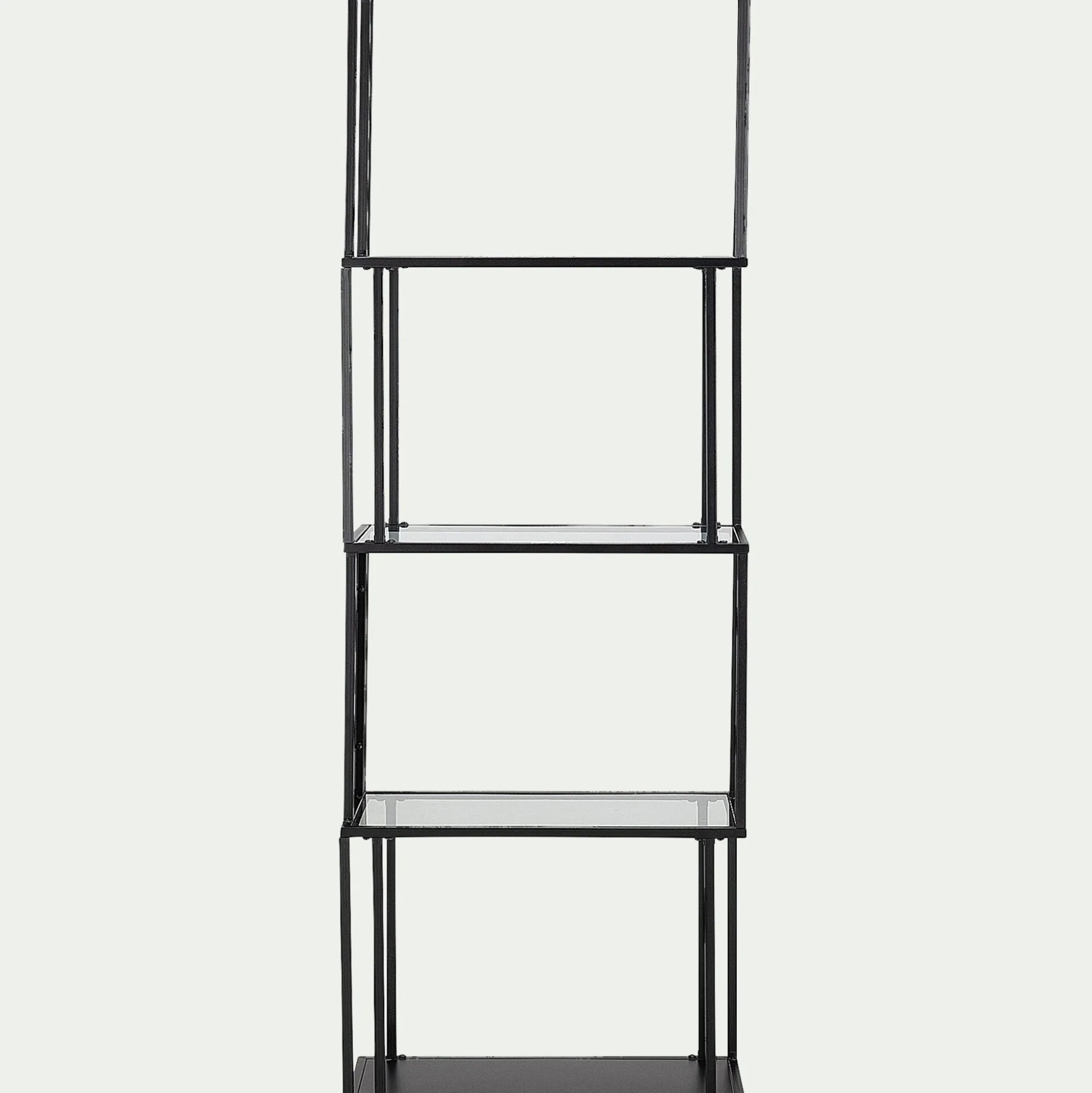 Bibliothèque en verre et métal - noir L60xP30xH170cm