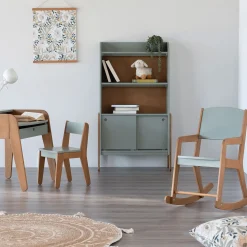 Bibliothèque enfant en acacia - vert olivier