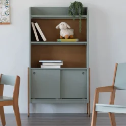 Bibliothèque enfant en acacia - vert olivier