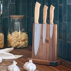Bloc de 3 couteaux en acacia
