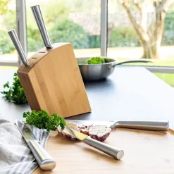 Bloc de 5 couteaux en bambou et inox - naturel