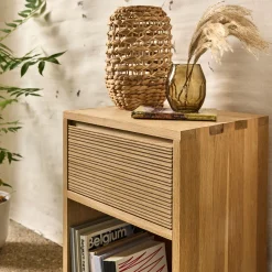 Bloc de 1 tiroir en chêne strié L40cm - bois clair