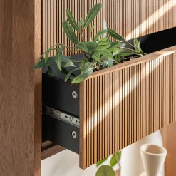 Bloc de 2 tiroirs en chêne strié L40cm - bois foncé