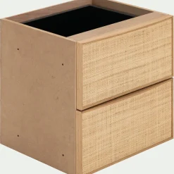 Bloc de 2 tiroirs en chêne et raphia L40cm - bois clair
