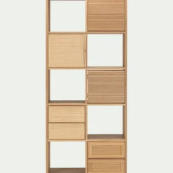 Bloc de 2 tiroirs en chêne et raphia L40cm - bois clair