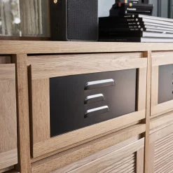 Bloc pour 1 tiroir en placage chêne et acier L40cm - noir