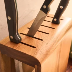 Bloc rangement de couteaux en acacia - bois foncé
