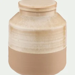 Bocal avec couvercle 0,75L en grès - beige