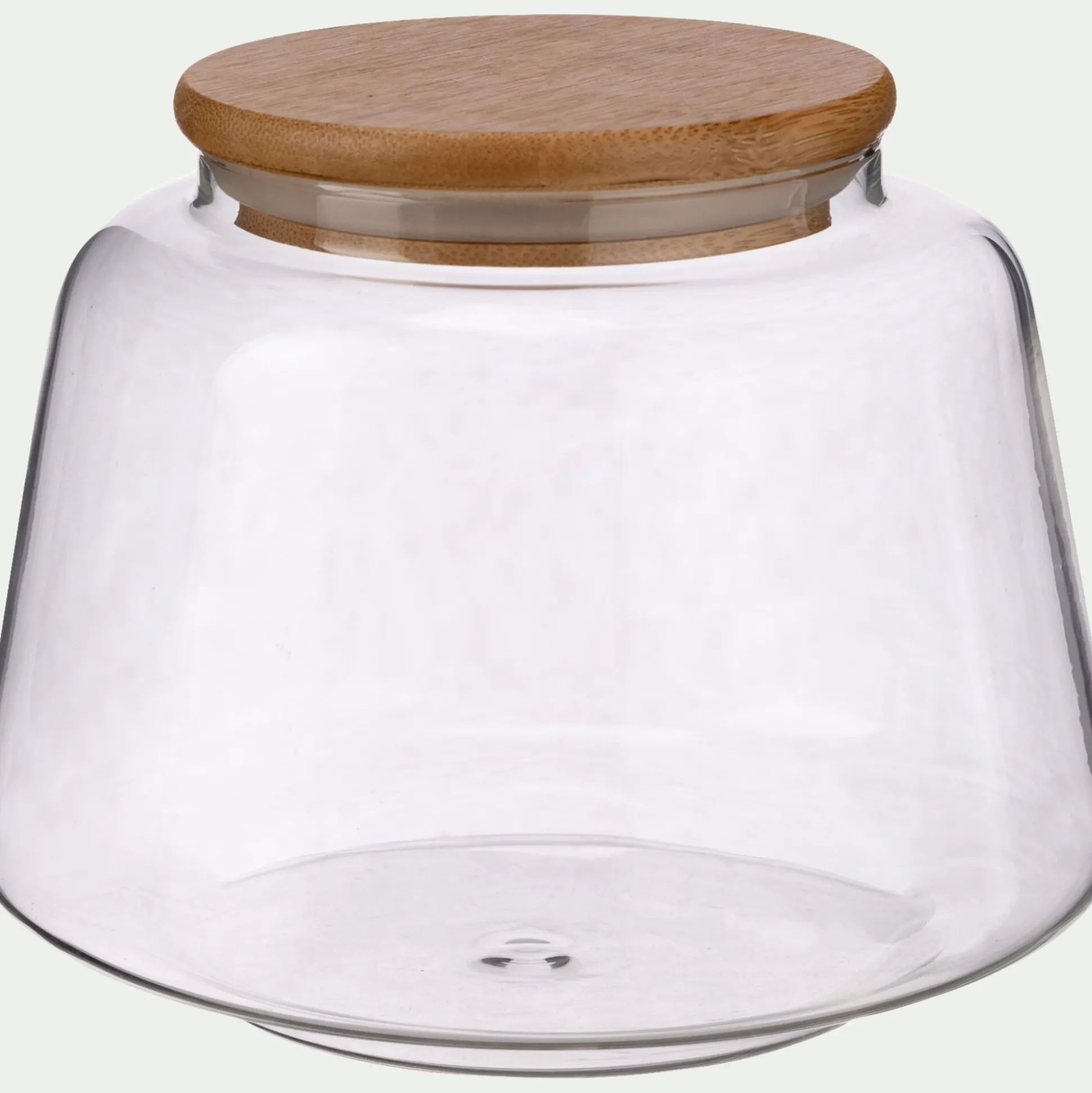 Bocal conique en verre avec couvercle en bambou 1L - transparent