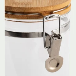 Bocal en verre avec couvercle en bambou 1,4L - transparent