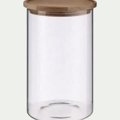Bocal en verre avec couvercle en acacia 2L - transparent